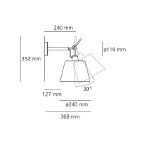 Artemide Tolomeo Parete Wall Adjustable Diffuser 24 in Silk