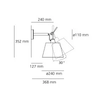 Artemide Tolomeo Parete Wall Adjustable Diffuser 24 in Silk