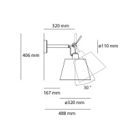 Artemide Tolomeo Parete Wall Adjustable Diffuser 32 in Silk