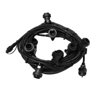 Catena Luminosa Cordoniera Prolungabile Nero da 10 Portalampada E27 11,5 m Uso Esterno Catena Luminosa Cordoniera Prolungabile Nero da 10 Portalampada E27 11,5 m Uso Esterno