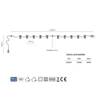 White String Light Extendable 10 Lampholder E27 11,5 mt For Outdoor