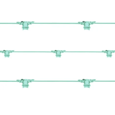 String Lights 10 E27 Lampholders 10 mt Extendable Outdoor Indoor Use Tiffany Aquamarine color