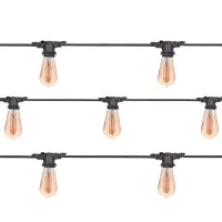 Catena Luminosa Cordoniera Nero 10 Portalampada E27 11.5mt Prolungabile Lampadine LED Cono per Esterno Catena Luminosa Cordoniera Nero 10 Portalampada E27 11.5mt Prolungabile Lampadine LED Cono per Esterno