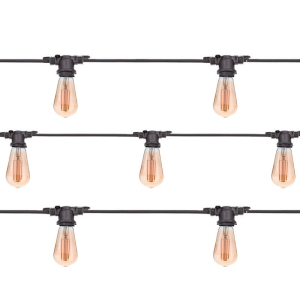 Catena Luminosa Cordoniera Nero 10 Portalampada E27 11.5mt Prolungabile Lampadine LED Cono per Esterno