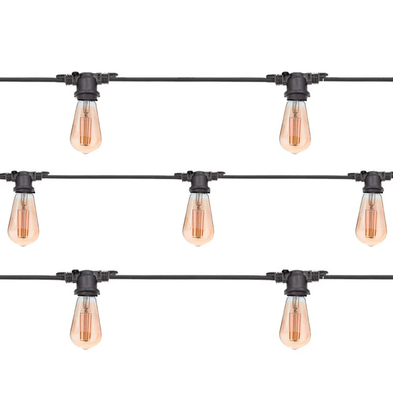 Catena Luminosa Cordoniera Nero 10 Portalampada E27 11.5mt Prolungabile Lampadine LED Cono per Esterno Catena Luminosa Cordoniera Nero 10 Portalampada E27 11.5mt Prolungabile Lampadine LED Cono per Esterno