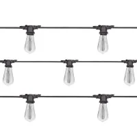 Catena Luminosa Cordoniera colore Nero 10 Portalampada E27 11.5 mt Prolungabile Lampadine ST64 LED 5W 2200K