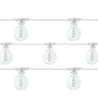 Catena Luminosa Cordoniera colore Bianco 10 Portalampada E27 11.5 mt Prolungabile Lampadine Globo LED 5W 2200K