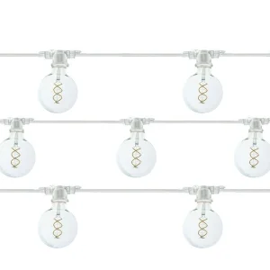 String Lights White 10 Lampholder E27 11.5 mt Extendable LED 5W 2200K Globe bulbs