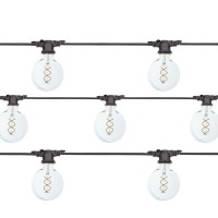 Catena Luminosa Cordoniera colore Nero 10 Portalampada E27 11.5 mt Prolungabile Lampadine Globo LED 5W 2200K