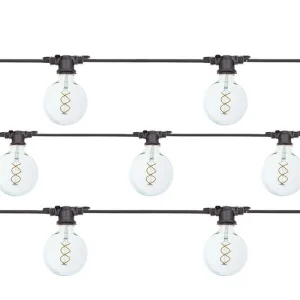 String Lights Black 10 Lampholder E27 11.5 mt Extendable LED 5W 2200K Globe Bulbs