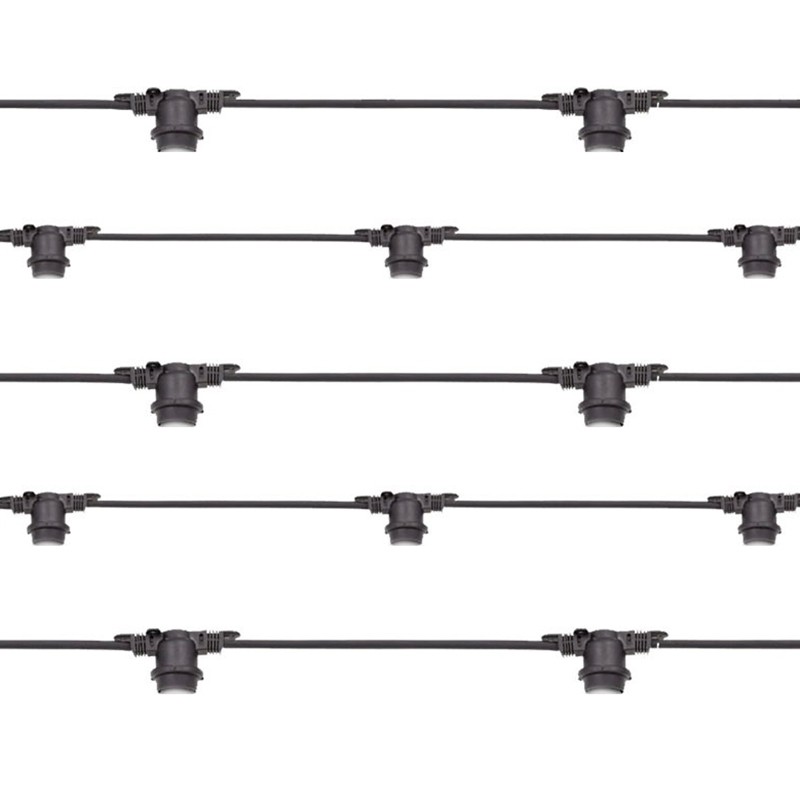 Catena Luminosa Cordoniera Prolungabile Nero da 50 Portalampada E27 50m Uso Esterno IP65 Catena Luminosa Cordoniera Prolungabile Nero da 50 Portalampada E27 50m Uso Esterno IP65