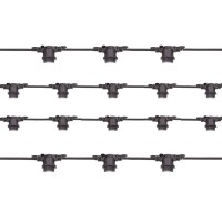 Black String Light Extendable 120 Lampholder E27 50mt For Outdoor IP65