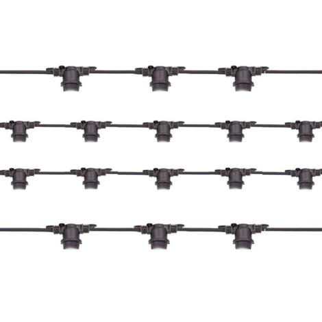 Catena Luminosa Cordoniera Nero da 120 Portalampada E27 50m Uso Esterno IP65
