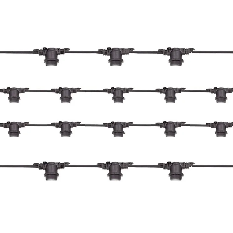 Black String Light Extendable 120 Lampholder E27 50mt For Outdoor IP65 Black String Light Extendable 120 Lampholder E27 50mt For Outdoor IP65