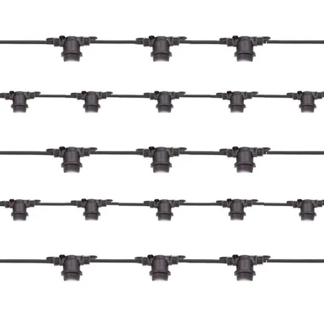 Black String Light Extendable 240 Lampholder E27 100mt For Outdoor IP65