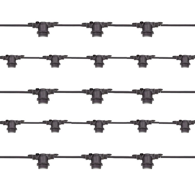 Black String Light Extendable 240 Lampholder E27 100mt For Outdoor IP65 Black String Light Extendable 240 Lampholder E27 100mt For Outdoor IP65