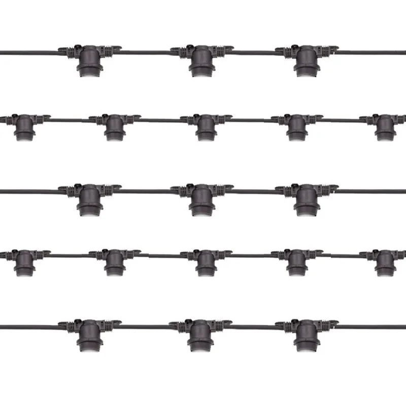 Black String Light Extendable 240 Lampholder E27 100mt For Outdoor IP65 Black String Light Extendable 240 Lampholder E27 100mt For Outdoor IP65