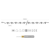 Black String Light Extendable 240 Lampholder E27 100mt For Outdoor IP65