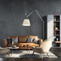Artemide Tolomeo Mega Floor Dimmable LED Lamp in Parchment