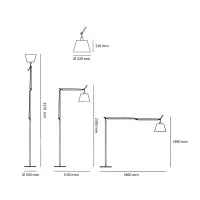 Artemide Tolomeo Mega Floor Dimmable LED Lamp in Parchment