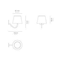 Ai Lati POLDINA Bianca Lampada da Parete Applique LED Ricaricabile IP54