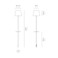 Ai Lati Poldina PEG Bianco Lampada LED da Esterno Giardino con Picchetto Ricaricabile IP54
