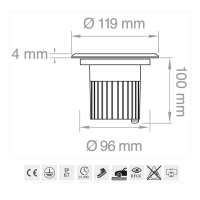 Lampo Faro LED 7W Carrabile 230V da Incasso in Alluminio e acciaio inox IP67