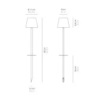 Ai Lati Poldina PEG Bianco Lampada LED da Esterno Giardino con Picchetto Ricaricabile IP54