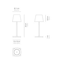 Zafferano POLDINA MINI PRO LED Table Battery Lamp USB Rechargeable Base For Outdoor