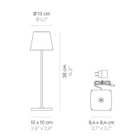 Zafferano POLDINA LIDO PRO LED Lampada USB Ricaricabile IP65