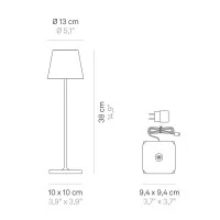 Zafferano POLDINA LIDO PRO LED Lampada USB Ricaricabile IP65
