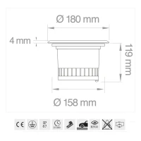 Lampo Faro LED 21W Carrabile 230V da Incasso in Alluminio e acciaio inox IP67