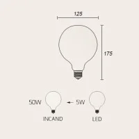LED Curved Vintage Lamp Globe D.125 Spyral E27 5W 2000K 250lm