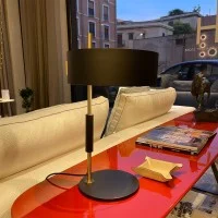 Oluce 1953 Gold and Black Table Lamp By Ostuni & Forti