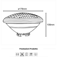 Lampo PAR56 Lampada Piscina LED 26W 6000K 120° 2350lm IP68 alta luminosità