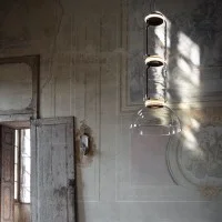 Flos Noctambule Sospensione Led Cilindro e Semisfera In Vetro Flos Noctambule Sospensione Led Cilindro e Semisfera In Vetro