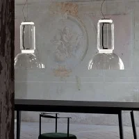 Flos Noctambule Sospensione Led Cilindro e Semisfera In Vetro Flos Noctambule Sospensione Led Cilindro e Semisfera In Vetro