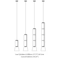Flos Noctambule Led Suspension Glass Low Cylinder and Cone by