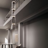 Flos Noctambule Led Suspension Glass Low Cylinder and Cone by