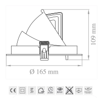 Lampo Faro LED 30W da Incasso GIMBALL orientabile orizzontale e verticale