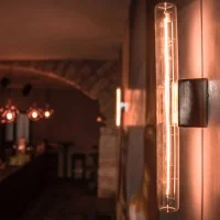 Daylight Lampadina LED S14D in vetro tubolare trasparente dimmerabile