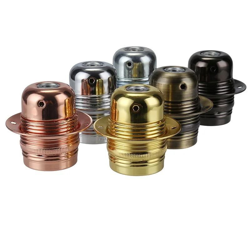 Nikou Portalampada E27 in alluminio vintage con catena supporto per illuminazione (colore: bronzo