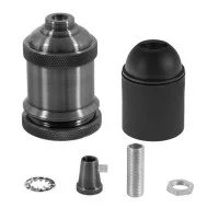 Vintage E27 Lampholder Metal Chrome with ring