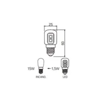 Daylight Italia Bulb T25 LED E14 1.4W - 15W 130lm 3000K Frosted