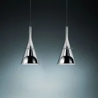 Fontana Arte Flute Doppia Lampada LED da Sospensione per Interno