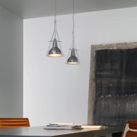 Fontana Arte Flute Doppia Lampada LED da Sospensione per Interno