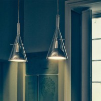Fontana Arte Flute Doppia Lampada LED da Sospensione per Interno