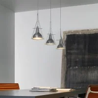 Fontana Arte Flute Tripla Lampada LED da Sospensione per Interno