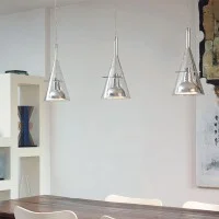 Fontana Arte Flute Tripla Lampada LED da Sospensione per Interno