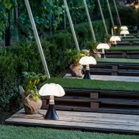 Martinelli Luce Minipipistrello LED Dimmable Table Lamp By Gae Aulenti Martinelli Luce Minipipistrello LED Dimmable Table Lamp By Gae Aulenti